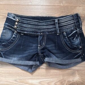 y2k dark denim micro shorts